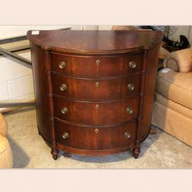 MaxSold Auction: This online auction features china cabinet, dresser, dinning chairs, wood planter stand, wood console, striped Lillian August chair, decorative pillows, and more.